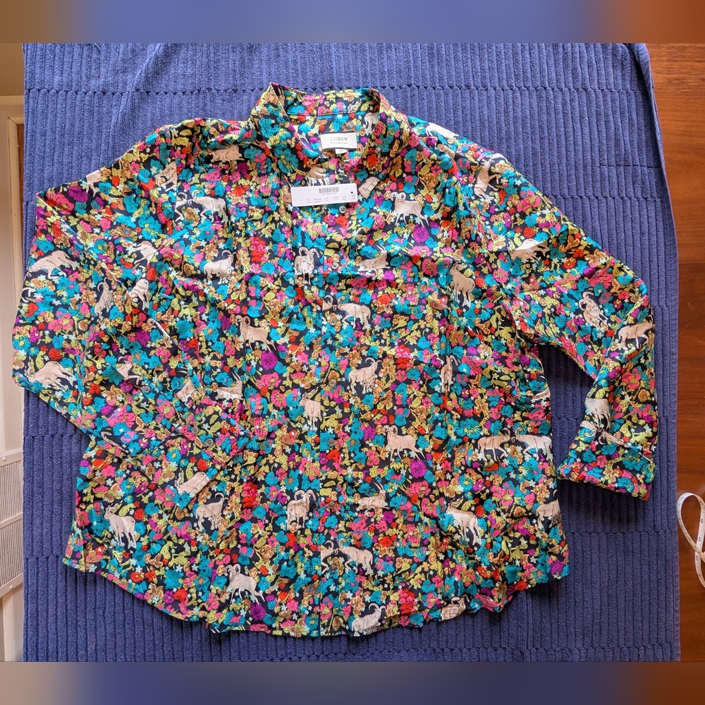 J. Crew Multicolor Floral Blouse
